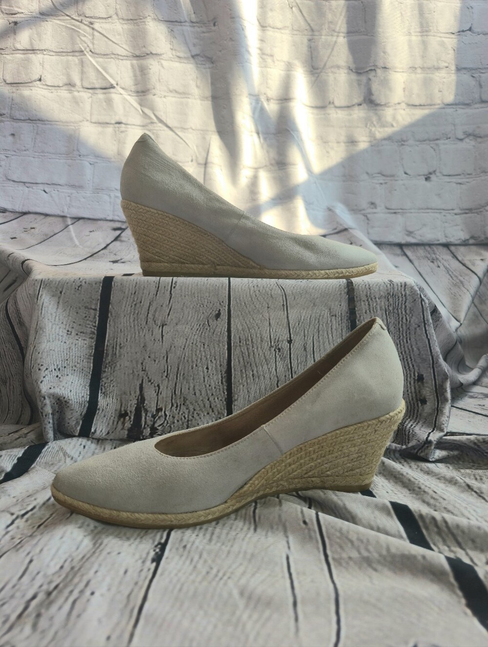 Viscata U Cut Espadrille Wedges- Grey Suede